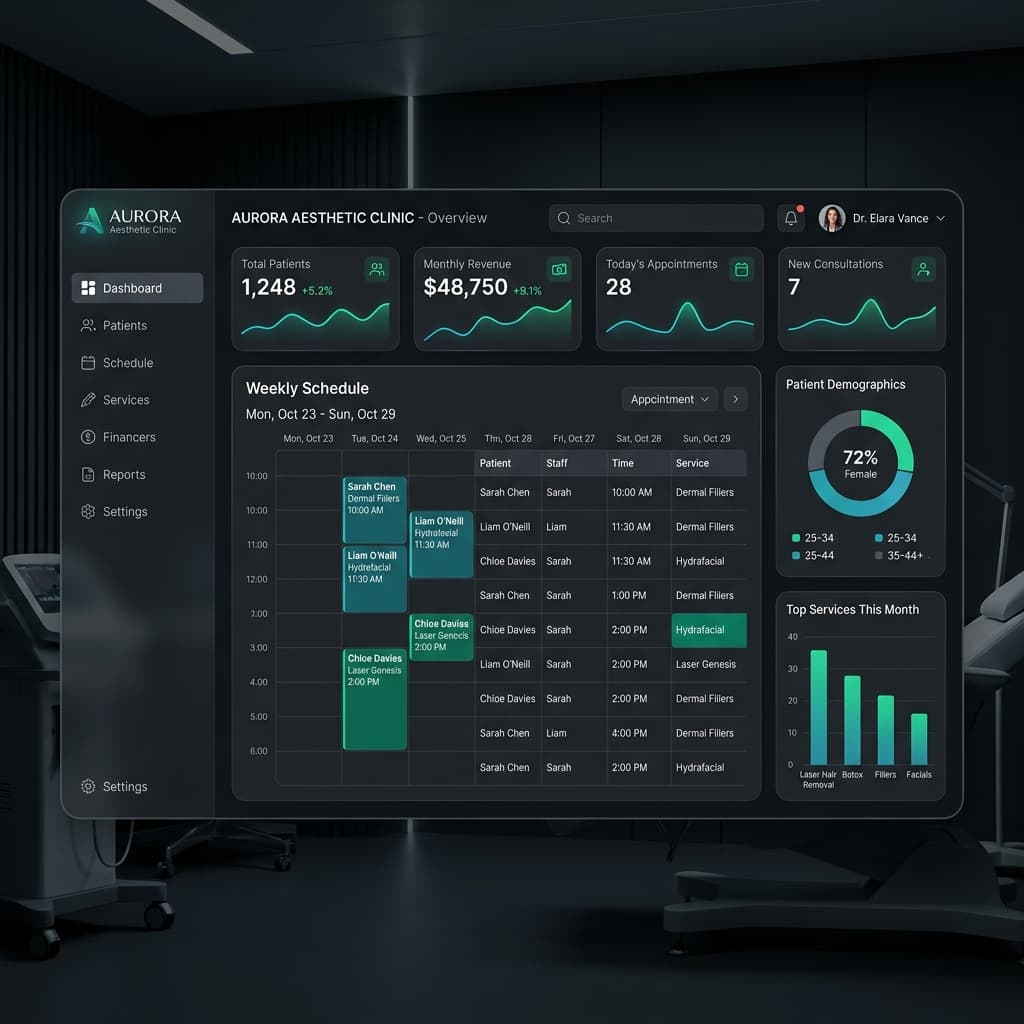 MedSpaOS Dashboard Software Interface